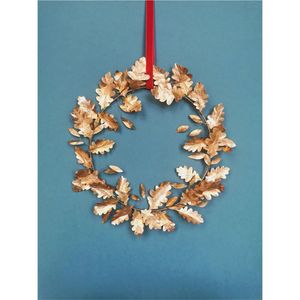 Moderna Corona de Pared Geométrica de Metal Dorado con Hojas Artificiales de Eucalipto, Decoración Botánica Colgante para Sala de Estar, Adorno para el Hogar - Product Image 4