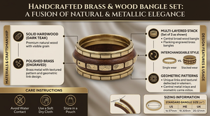 Bracelets en bois massif faits à la main avec incrustations de laiton complexes, bijoux artisanaux de caractère pour la mode bohème et la vente en gros - Product Image 6