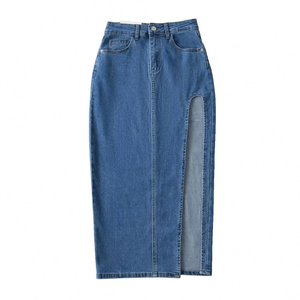 Nueva Falda Vaquera de Invierno para Mujer, Estilo Spicy Girls, Cintura Alta, Corte Lápiz, Abertura Lateral, Elegante, Largo Medio, Secado Rápido, 100% Algodón - Product Image 4
