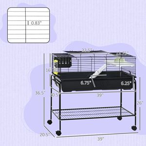 Gabbia a due piani per piccoli animali con ripiano e ruote per porcellini d'India, ricci, cincillà, furetti, piccioni, uccelli, cani - Product Image 3