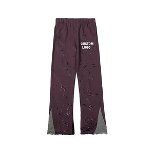<b>Stacked</b> Sweat Pants Custom Men Loose <b>Stacked</b> Splash Paint Track Baggy Flare Sweat Pants <b>Joggers</b> Bootcut Flared Sweatpants - Product Image 3