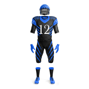 American Football Uniform Set Men's Black Red Striped Sublimated Jersey Pants Gloves <b>Socks</b> Fitted <b>Moisture</b> Wicking All Seasons - Product Image 3