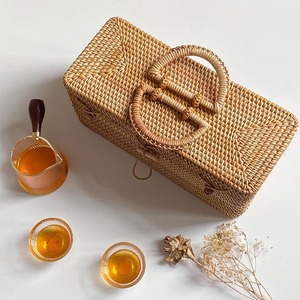 Wholesale Handrafted Rattan Picnic <b>Basket</b> Outdoor Beach Camping Accessories Mini <b>Wicker</b> Camp <b>Hamper</b> - Product Image 3