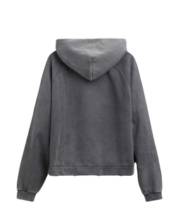 Sudadera con Capucha para Hombre, Corte Regular, Color Gris, Manga Larga, Color Sólido, Felpa, Informal, para Otoño, con Bolsillos, 100% Algodón Tejido - Product Image 6