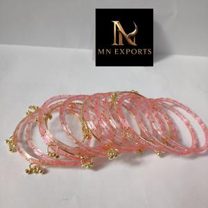 MN EXPORTS Juego de Brazaletes Churiyan de Cristal Rosa con Baño de Plata, Diseño de Bolas con Bisel, Joyería Étnica para Mujer, Pulseras de Boda - Product Image 3