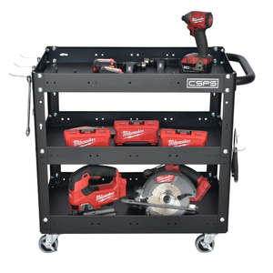 Heavy Duty Matte Black Powder Coated Steel Utility <b>Cart</b> Family keywords: for Garage Workshop Storage Use - Product Image 2