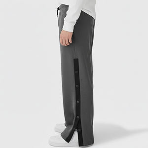 Custom Snap Button Track Pants Wide Leg Sweatpants Premium Polyester Training <b>Trousers</b> Casual Streetwear Men's - Product Image 3