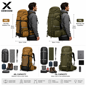 Sac à dos de randonnée, trekking, camping et voyage personnalisé, imperméable, 50-70L, OEM ODM avec ajustement réglable, fabricant - Product Image 4