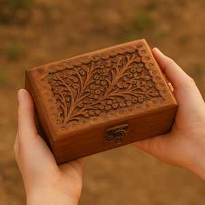 Handmade Wooden Jewelry <b>Box</b> With Carved <b>Floral</b> Design For Storage And Display by AALIYAN IMPEX - Product Image 6