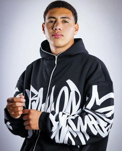 Sudadera con capucha y cremallera con estampado Y2K para hombre, sudadera extragrande estilo Hip Hop Punk, chaqueta informal de estilo urbano - Product Image 6