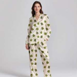 Ensemble de vêtements de nuit en soie satinée pour femmes, pyjama luxueux et respirant pour toutes les saisons - Product Image 3