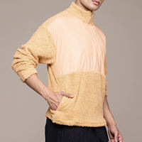 Pull zippé doublé en sherpa pour homme, avec empiècements contrastants, veste en peluche douce pour un usage décontracté en extérieur