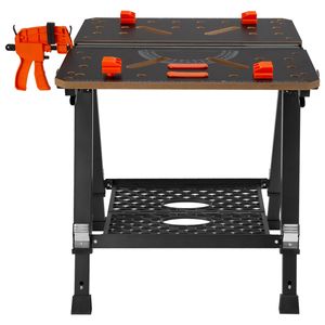 Tavolo da Lavoro Portatile Pieghevole 2 in 1, Capacità 450 Kg, Banco da Lavoro con 7 Altezze Regolabili e Gambe in Acciaio - Product Image 1