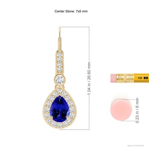 Pendientes de Oro Sólido de 14K con Zafiro Azul Pera y Diamantes en Halo, Tipo Leverback, Venta al por Mayor, Fabricante de Joyería Fina OEM ODM - Product Image 2