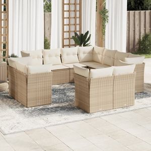 Conjunto de Sofás Modulares Grandes de Ratán Sintético Beige para Jardín, Muebles Modulares Cómodos para Exteriores - Product Image 1