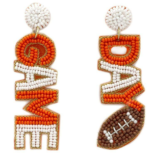 Pels 504 Boucles d'oreilles brodées de perles longues, perles de rocaille GO, strass, motif étoile tendance, nouveau, idées cadeaux pour le football universitaire et les mariages - Product Image 4