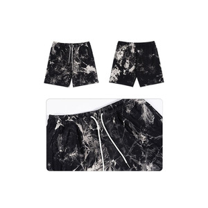 Pantalones Cortos Deportivos Personalizados para Hombre, Color Negro, Ropa Urbana de Verano, Cintura Elástica, Teñido Anudado, 100% Algodón, Secado Rápido - Product Image 2