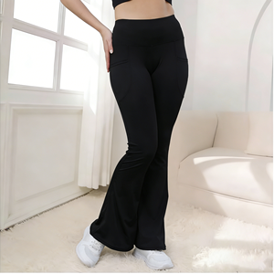 Women's Spring Summer <b>Flare</b> Pants High Waisted Yoga <b>Leggings</b> Tummy Control Workout Stretchy Casual Sports Wide Leg Seamless - Product Image 2