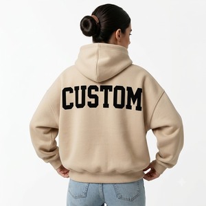 New Arrival Custom Women's Big Letter <b>Back</b> Print Hoodies Oversized <b>Drop</b> Shoulder Fleece Cotton Casual Pullover Hoodie Supplier - Product Image 3