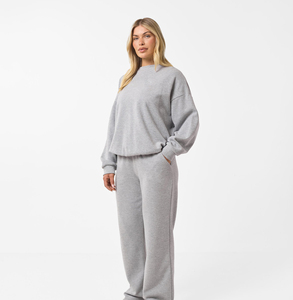 Sweat-shirt surdimensionné de qualité supérieure pour femme, col rond, en molleton, avec épaules tombantes et broderie 3D - Product Image 3