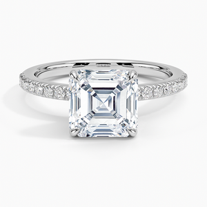 แหวน SOJ รุ่น 026 ทรง Asscher Cut เงินแท้ 925 ลายสลักโบราณ ประดับเพชรโมอิสซาไนต์สามเม็ด 2 กะรัต สี D ความสะอาด VVS1 พร้อมใบรับรอง GRA สำหรับงานแต่งงาน - Product Image 1
