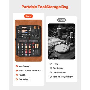 Kit di Utensili per Lavorazione Pelle 38 Pezzi, Strumenti per Artigianato in Pelle con Borsa Portatile in Tela per Incisione, Punzonatura, Cucitura, Stampa e Taglio - Product Image 5