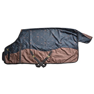 Two Tone Horse Turnout <b>Rug</b> with Star Chem Pattern Full Neck Cover <b>Waterproof</b> <b>Outdoor</b> Blanket Adjustable Straps - Product Image 3