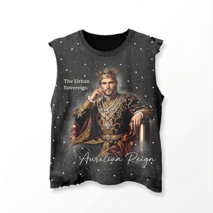 Camiseta 100% algodón para hombre, corte holgado, estampada, 240 GSM, algodón premium, sin mangas, negra, con estampado gráfico DTG, logotipo personalizado. - Product Image 2