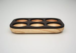 Porte-œufs en bois, 6 emplacements, plateau rectangulaire, petit-déjeuner, hôtel, café, HORECA, gravure personnalisée OEM, Vietnam - Product Image 3