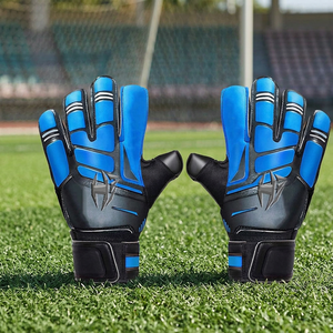Low MOQ Blue Goalkeeper <b>Gloves</b> Front Palm German Latex Sillicon Inject Negative Cut Finger Protection Soccer <b>Gloves</b> - Product Image 3