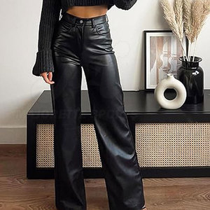 Pantalons en cuir pour femmes, fabrication pakistanaise, vêtements décontractés, couleur unie, best-seller, streetwear, vente chaude - Product Image 3