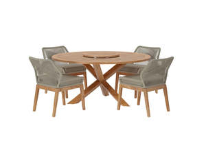 ชุดเฟอร์นิเจอร์สวนไม้สักรีไซเคิลคุณภาพสูงสำหรับกลางแจ้ง 4 ชิ้น ประกอบด้วยโต๊ะและเก้าอี้ ทนทาน เหมาะสำหรับใช้ในวิลล่าหรืออพาร์ตเมนต์ - Product Image 3