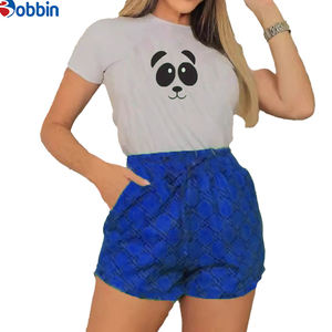 Ensemble 2 pièces tendance et très vendu : T-shirt court ajusté et short de sport décontracté style hip-hop, écologique, pour femme - Product Image 1