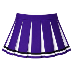 Ensemble d'uniformes de cheerleading imprimés violets, haut sans manches à col en V, jupe plissée, 100% polyester, pour équipe sportive, performance de danse - Product Image 6