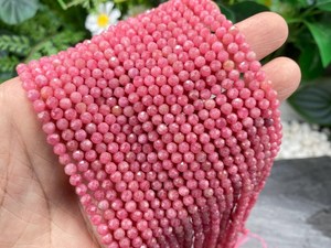 Cuentas Redondas Facetadas de Rodonita Brasileña Natural de 2mm 3mm 4mm, Cuentas Pequeñas de Piedras Preciosas para Pulseras, Collares y Joyería DIY - Product Image 3