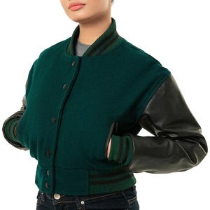 Custom <b>Winter</b> Luxury Women's Cropped College Jacket Chenille Embroidery Letterman Wool <b>Quilted</b> Cotton Varsity Stylish Breathable - Product Image 3