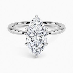 Anillo de Compromiso Solitario de Moissanita con Corte Marquesa de 2 Quilates y Halo Oculto - Product Image 3