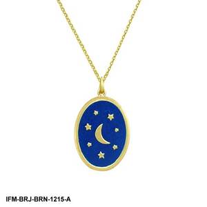 Collier Céleste Tendance en Laiton Fait Main avec Gravures Lune et Étoile, Émail Bleu Nautique, Revêtement Anti-ternissement, Chaîne Réglable - Product Image 6