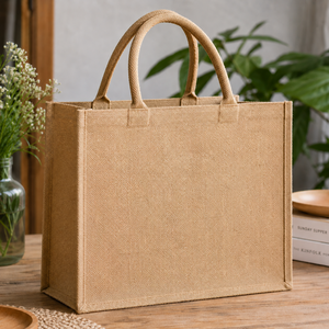 Sac fourre-tout en jute grande taille à motif floral avec poignée d'épaule, idéal pour la plage, les mariages, les expositions et les courses - Product Image 6