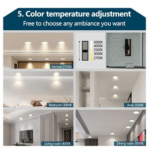 Luci LED da Incasso Ultra-Sottili da 6 Pollici, Confezione da 12, 5 Opzioni di Temperatura Colore 2700K 5000K, 12W 1080LM - Product Image 5