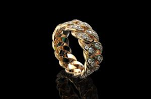 Bague unisexe de luxe en or avec diamant de laboratoire, style Cuban Link, Hip Hop, pour fiançailles ou alliance personnalisée, sertie de diamants, certifiée IGI - Product Image 3