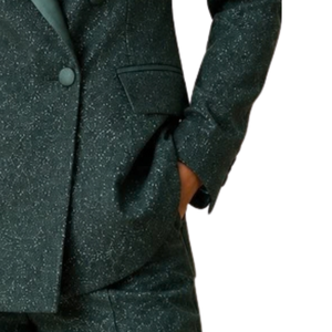 Ensemble pantalon et blazer vert émeraude pour femme, élégant, deux pièces, tenue de bureau formelle, costume sur mesure - Product Image 4