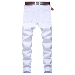 Jeans Ajustados para Hombre, Estilo Motero, Diseño Desgastado, Color Blanco Oscuro, Lavado, Disponibles para Dropshipping - Product Image 3