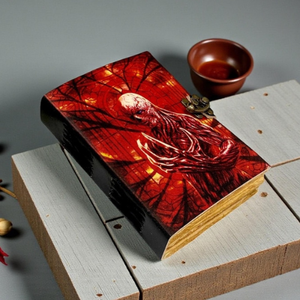 Cuaderno de Cuero Hecho a Mano con Diseño de Arte Cósmico de Fantasía Oscura, Diario Gótico Oculto con Tapa Dura, Estilo Vintage - Product Image 4