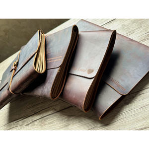 สมุดบันทึกธุรกิจหนังควายทำมือ Al-Amir แบบปรับแต่งได้ วินเทจ พับสามตอน เติมกระดาษได้ พร้อมตัวล็อคแบบหัวเข็มขัด ขนาด 7x5 นิ้ว สำหรับการเดินทาง - Product Image 6