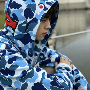 เสื้อฮู้ด Bapees ลายฉลามพิมพ์ลายสัตว์ ผ้าฝ้ายถัก ซิปหน้า สไตล์ฮิปฮอป ทรงหลวม ใส่ได้ทั้งชายหญิง เหมาะสำหรับคู่รัก ใส่ได้ในฤดูร้อน - Product Image 4