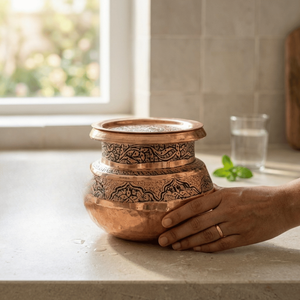 Pot à épices en cuivre gravé avec couvercle, récipient décoratif pour assaisonnements de cuisine - Product Image 6