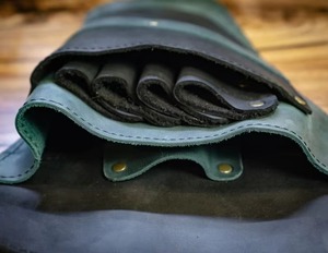 Custom 2026 Heavy Duty <b>Tool</b> <b>Belt</b> with Padded Waist Bag Adjustable Work Holder Black and Green Leather - Product Image 4