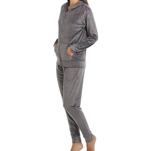 Top Trending Custom Hot Selling Tracksuit Plus Size Women's Zip up Cotton Hoodie and <b>Jogger</b> Set 2 Pieces Velvet Suit for Women - Product Image 2