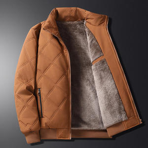 Blouson Bomber matelassé imperméable pour homme, doublure Sherpa, col montant, fermeture éclair, hiver, décontracté, rembourrage épais en polyester - Product Image 4